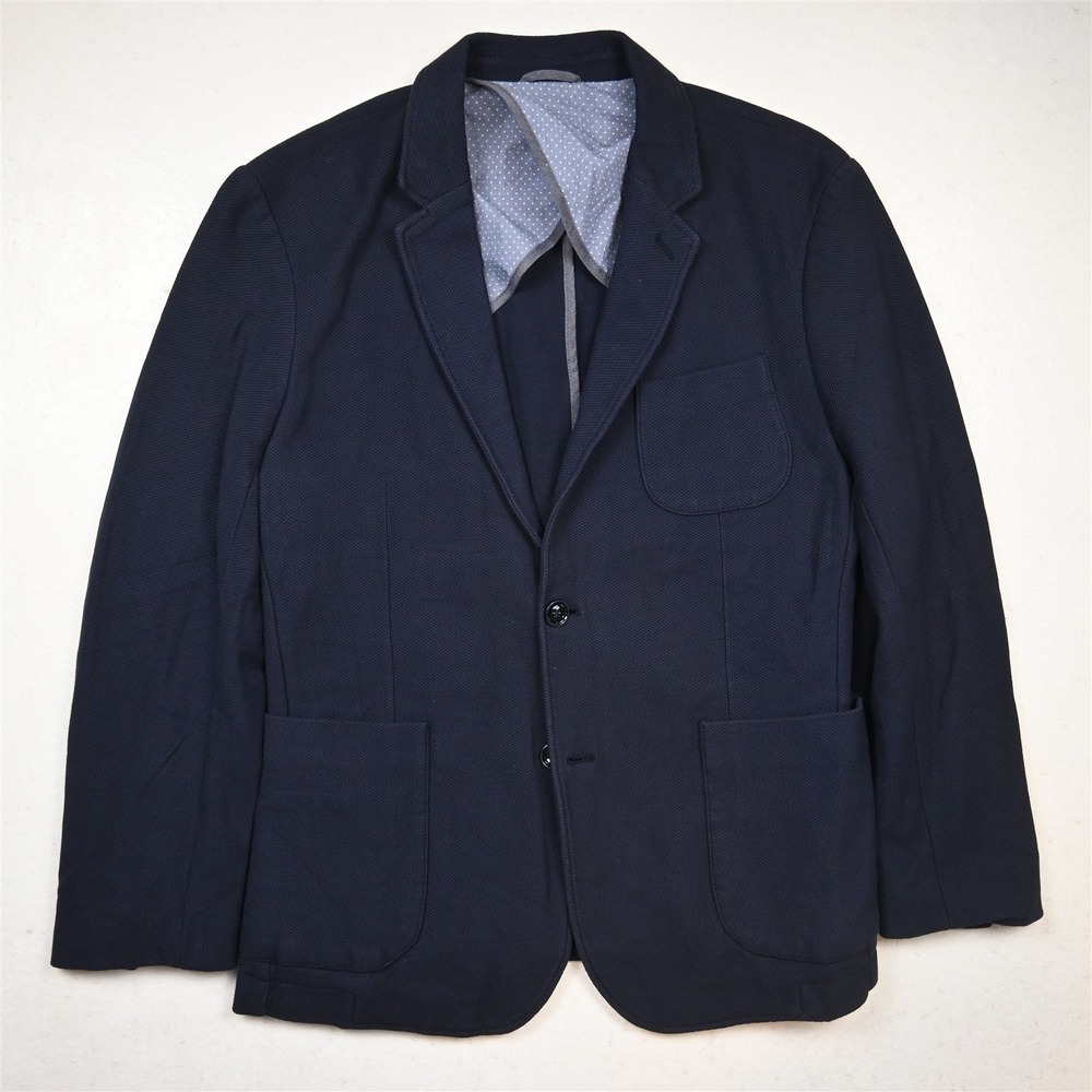 Celio Club 40R Blue Cotton Unstructured Mens Blazer Suit Jacket Sport Coat
